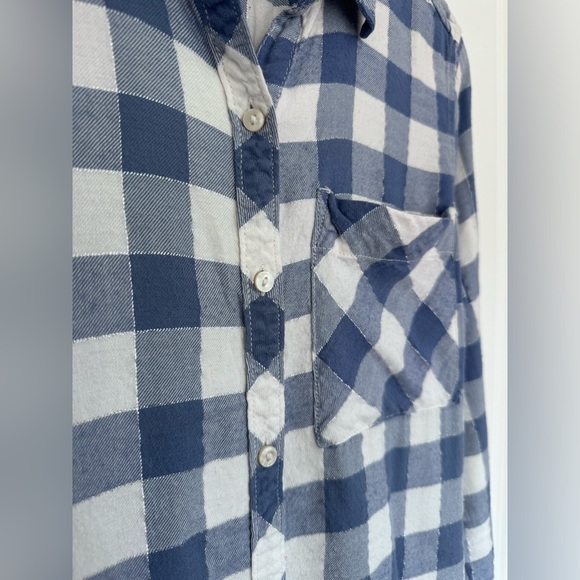 Aerie blue and silver gingham button down shirt size XS - Picture 5 of 10